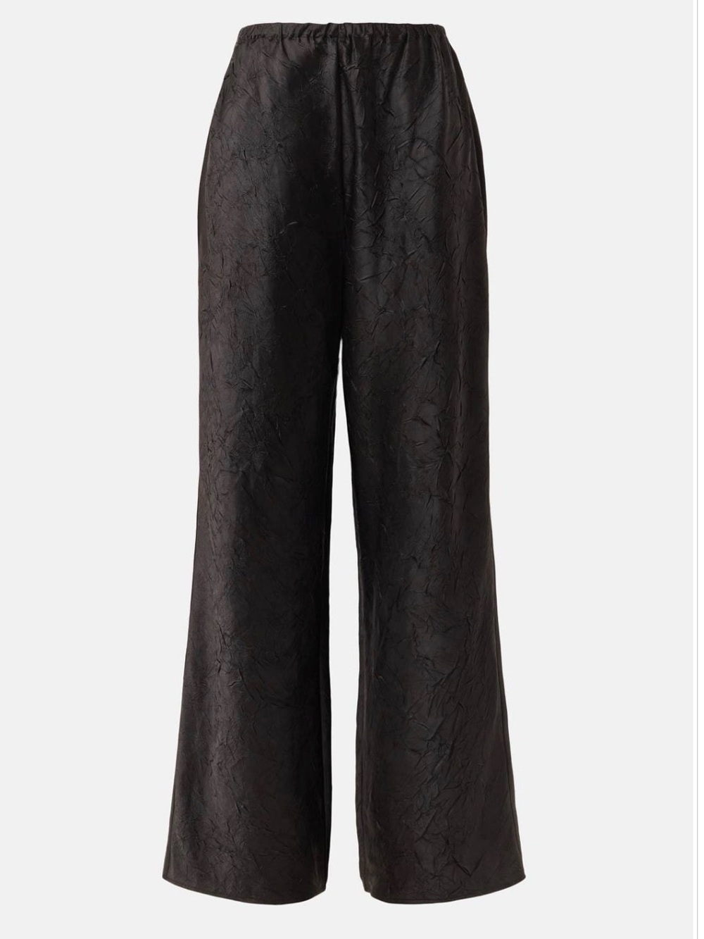 Wide-Leg Crinkled Black Palazzo Pants